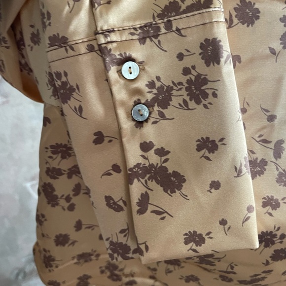 ZARA SATIN GOLD BROWN FLORAL CROP TOP LARGE - Picture 6 of 6